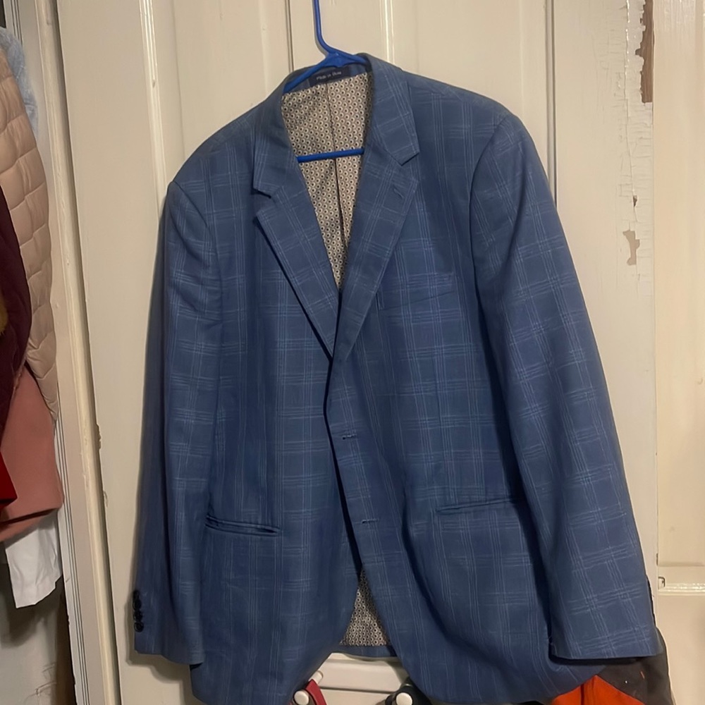 Blue checkered mens sport coat